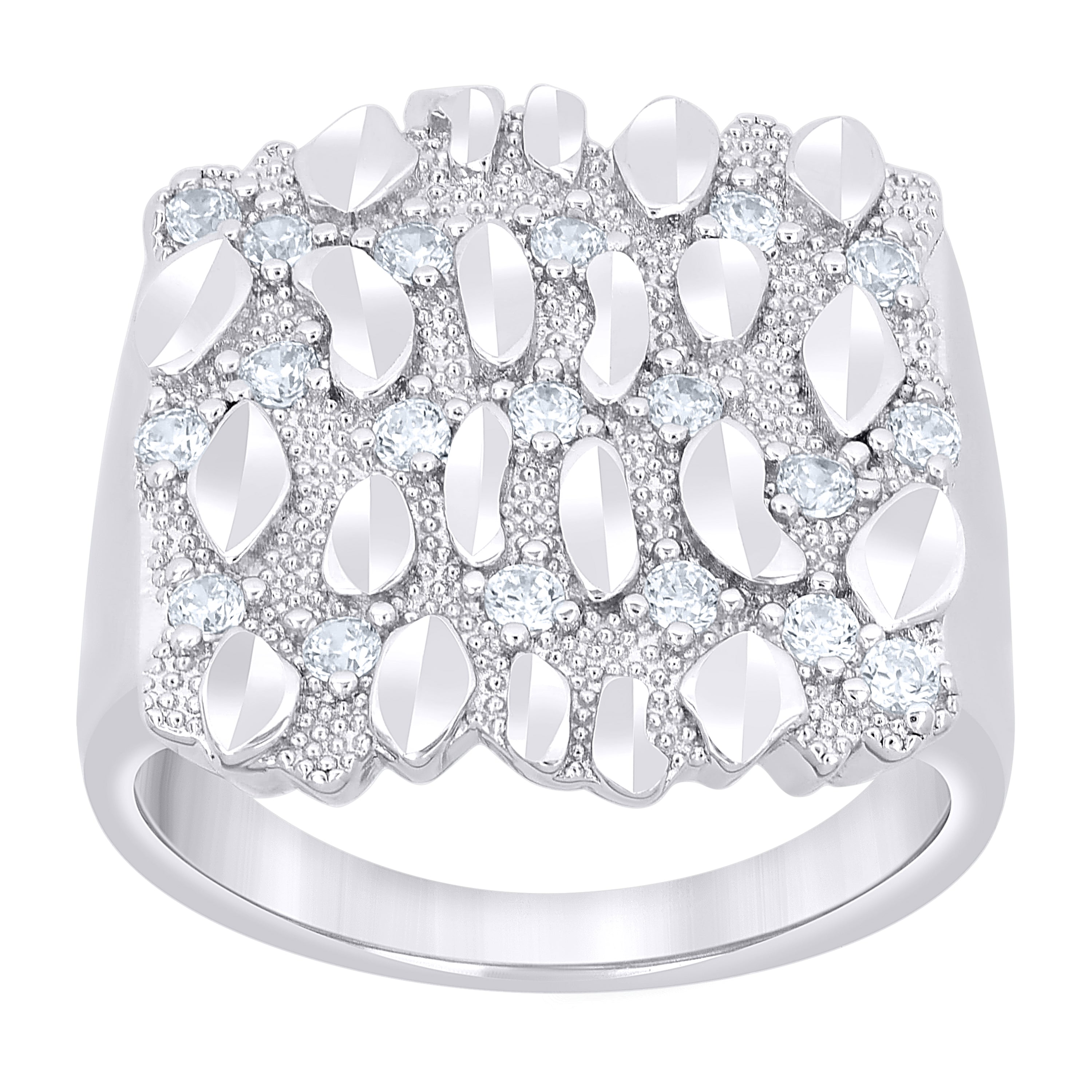 925 Sterling Silver Mens Cubic-Zirconia Nugget Fashion Ring Size 9 - SLV-135097