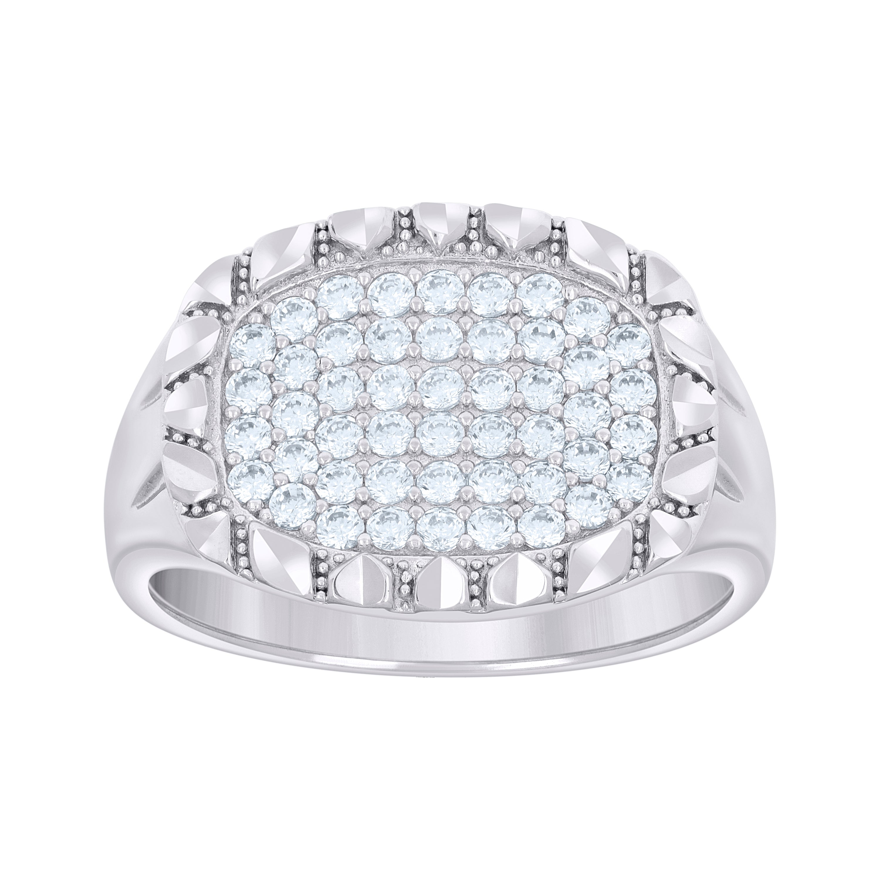 925 Sterling Silver Mens Cubic-Zirconia Oval Head Fashion Ring Size 9 - SLV-135114