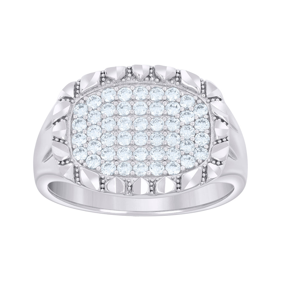 925 Sterling Silver Mens Cubic-Zirconia Oval Head Fashion Ring Size 12 - SLV-135117
