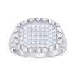 925 Sterling Silver Mens Cubic-Zirconia Oval Head Fashion Ring Size 10 - SLV-135115