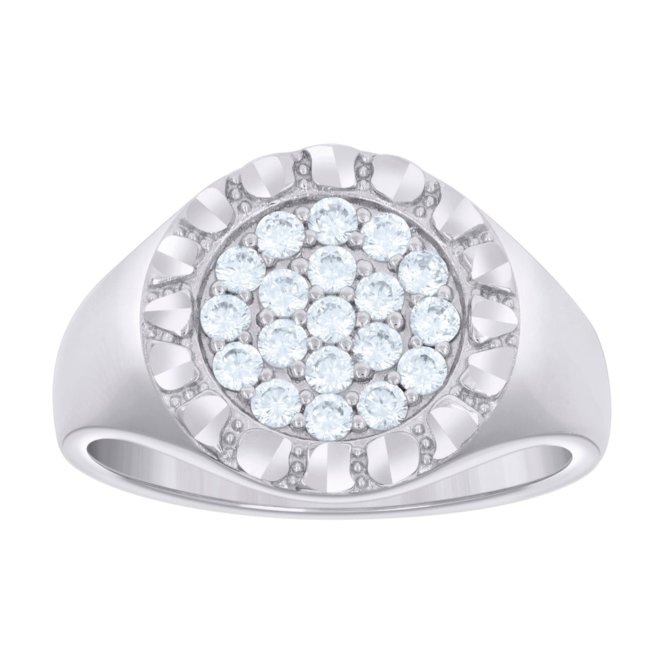 925 Sterling Silver Mens Cubic-Zirconia Fashion Ring Size 12 - SLV-135124