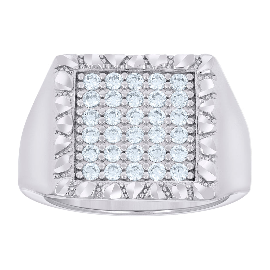 925 Sterling Silver Mens Cubic-Zirconia Square Head Fashion Ring Size 8