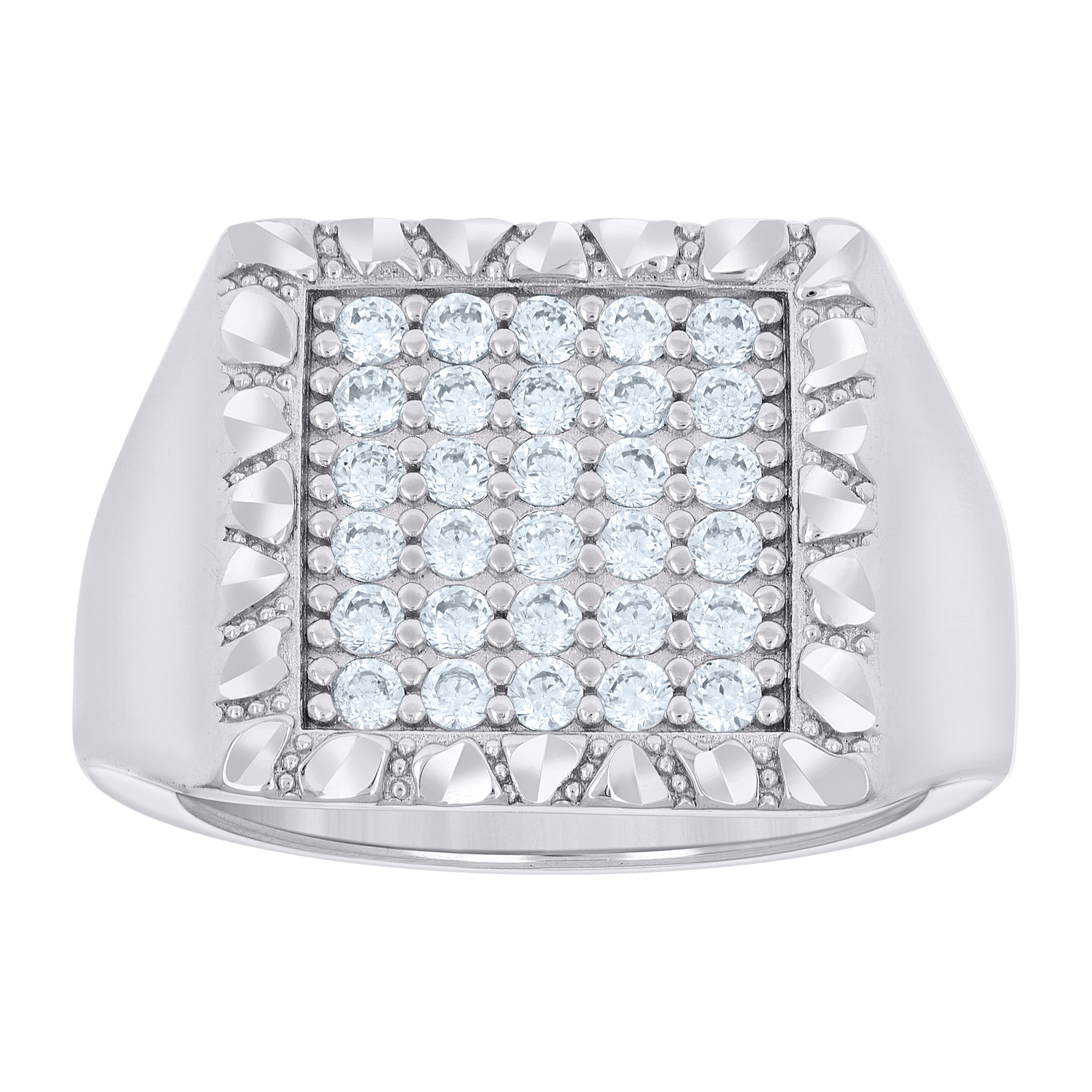 925 Sterling Silver Mens Cubic-Zirconia Square Head Fashion Ring Size 11 - SLV-135130