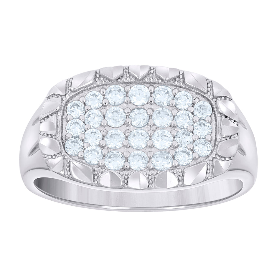 925 Sterling Silver Mens Cubic-Zirconia Oval Head Fashion Ring Size 8