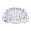 925 Sterling Silver Mens Cubic-Zirconia Oval Head Fashion Ring Size 13 - SLV-135139