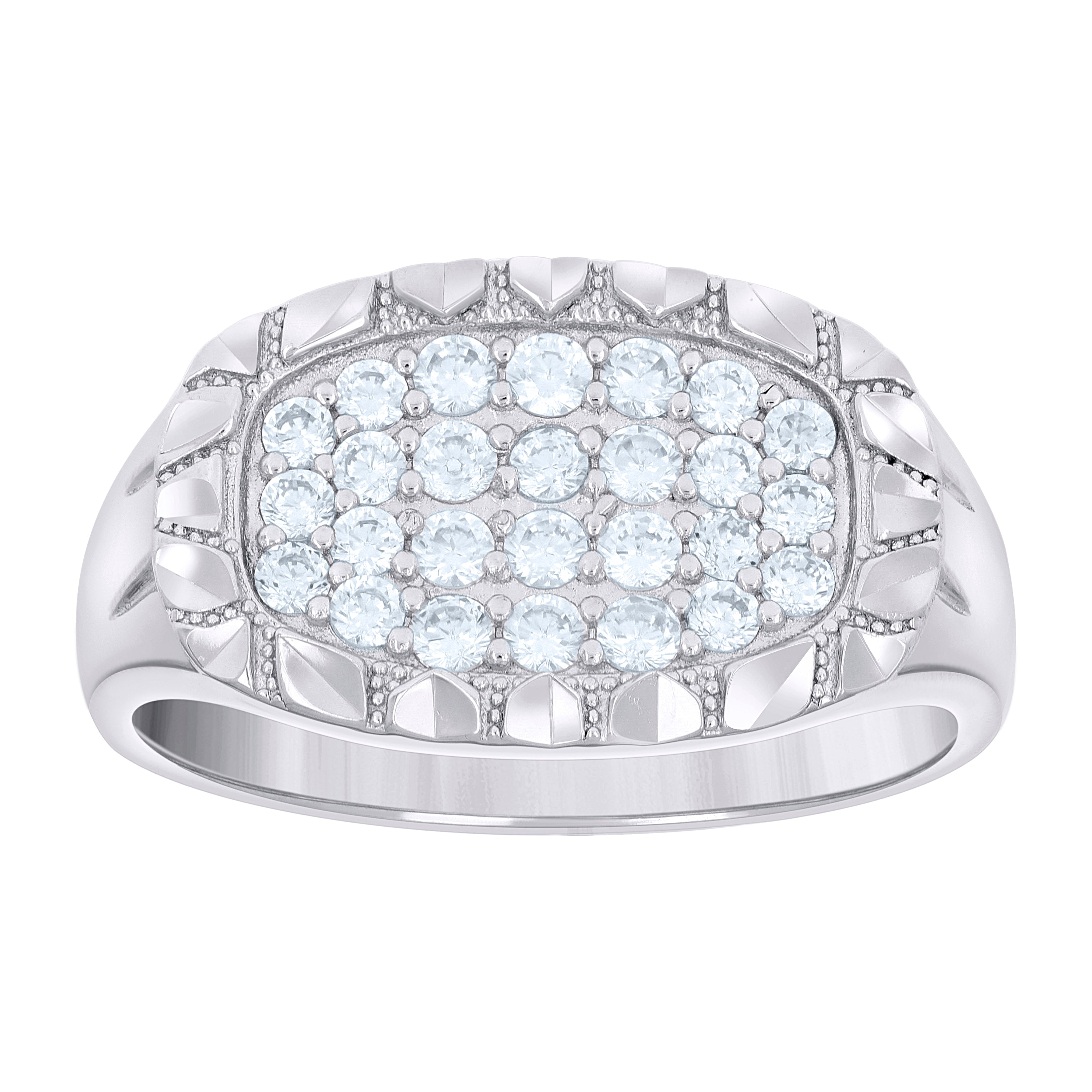 925 Sterling Silver Mens Cubic-Zirconia Oval Head Fashion Ring Size 9 - SLV-135135