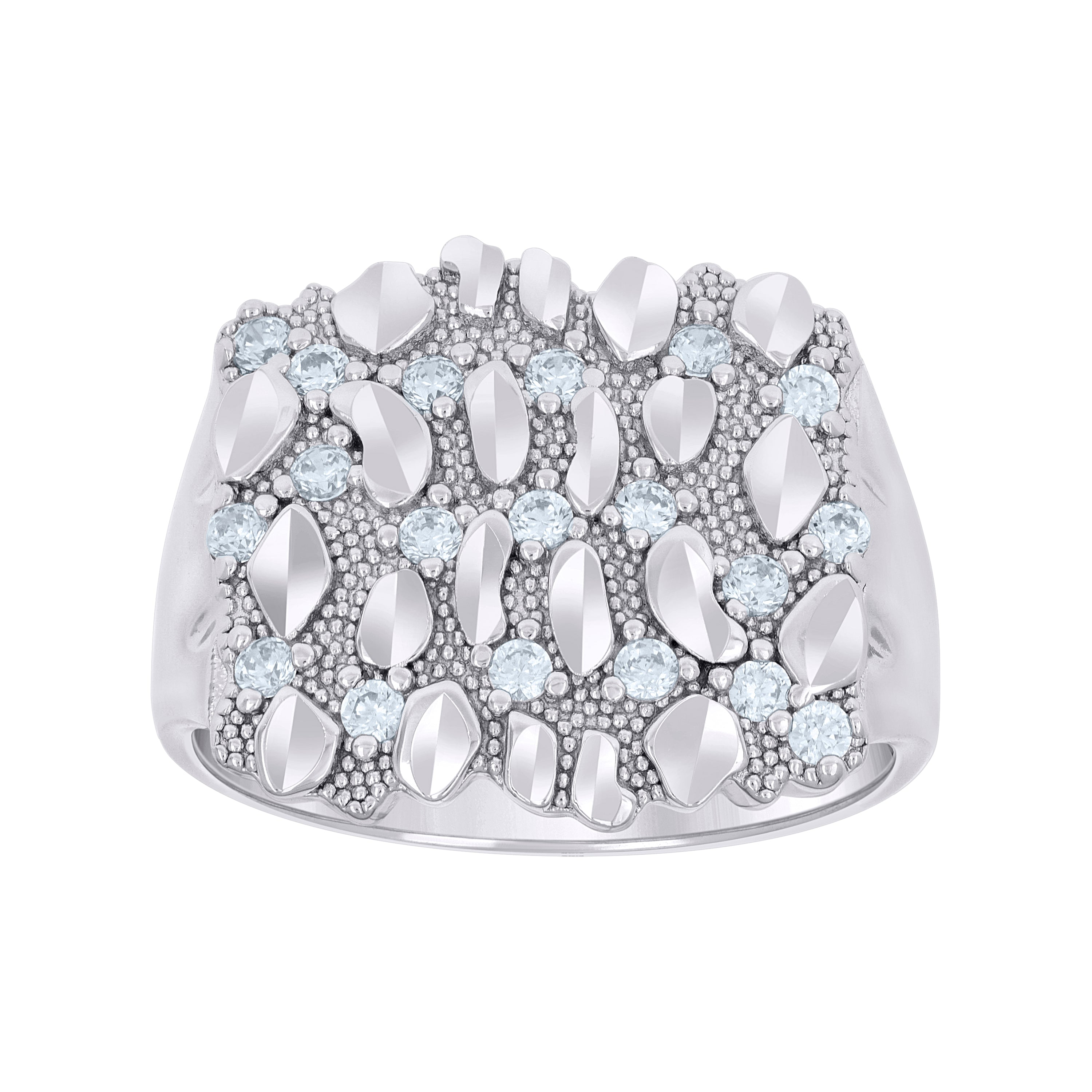 925 Sterling Silver Mens Cubic-Zirconia Nugget Fashion Ring Size 13 - SLV-135146