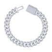925 Sterling Silver 11.00ct Moissanite Miami Cuban Chain Bracelet 12mm 8.5 Inches