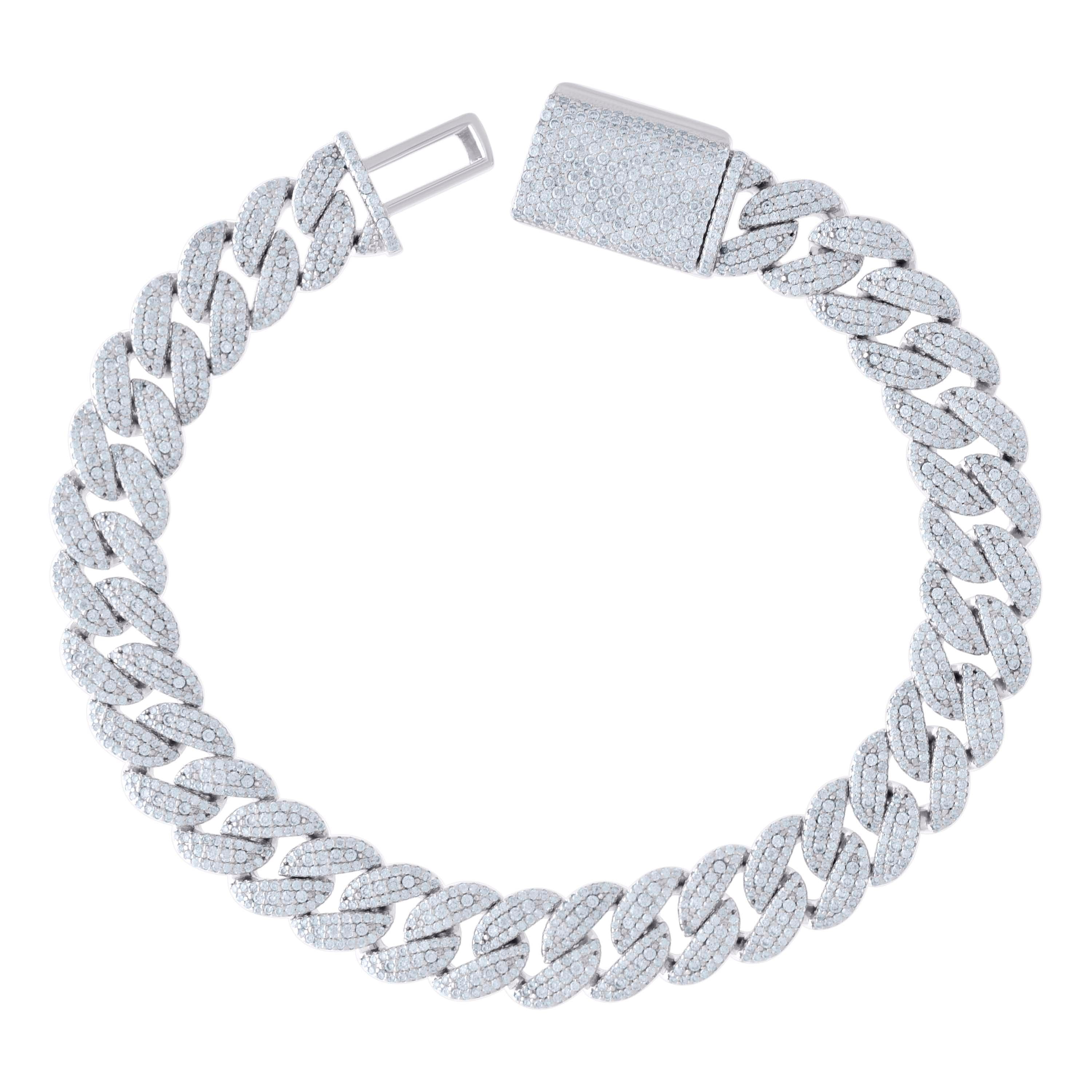 925 Sterling Silver 8.70ct Moissanite Miami Cuban Chain Bracelet 10mm 8 Inches
