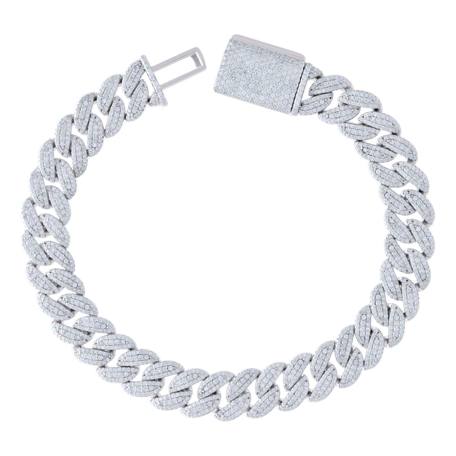 925 Sterling Silver 8.70ct Moissanite Miami Cuban Chain Bracelet 10mm 8 Inches