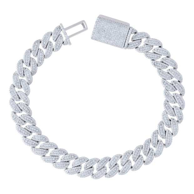 925 Sterling Silver 8.70ct Moissanite Miami Cuban Chain Bracelet 10mm 8 Inches