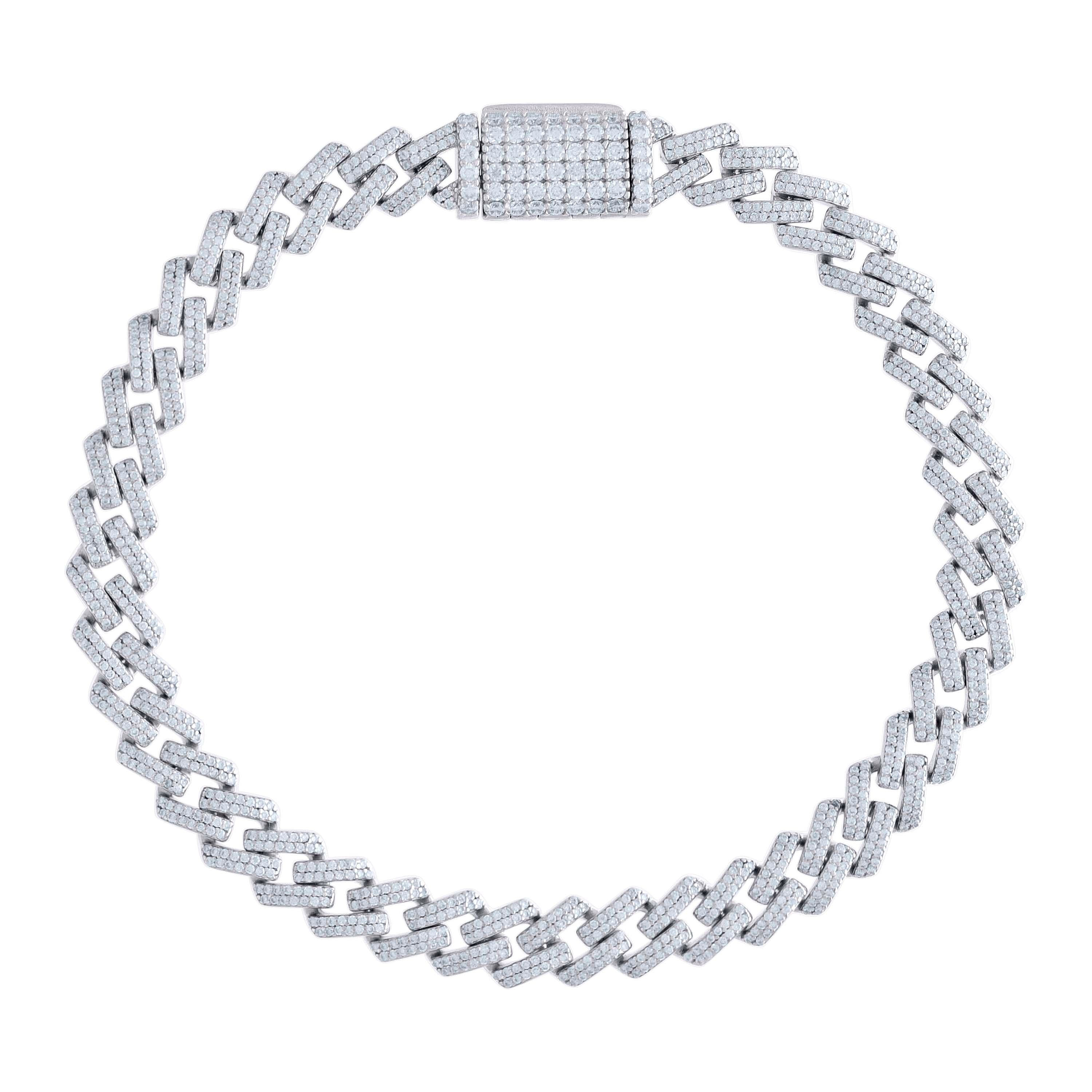 925 Sterling Silver 4.60ct Moissanite Miami Cuban Chain Bracelet 7mm 8 Inches
