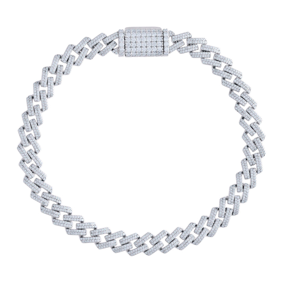 925 Sterling Silver 4.60ct Moissanite Miami Cuban Chain Bracelet 7mm 8 Inches