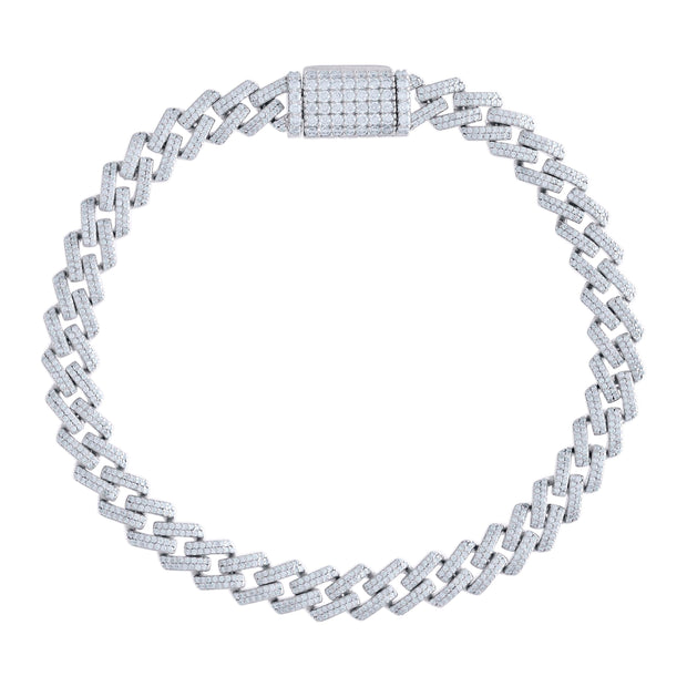 925 Sterling Silver 4.60ct Moissanite Miami Cuban Chain Bracelet 7mm 8 Inches