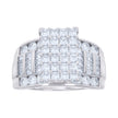 925 Sterling Silver Womens Baguette/Princess-cut Round Cubic-Zirconia Fashion Ring Size 9 - SLV-135257