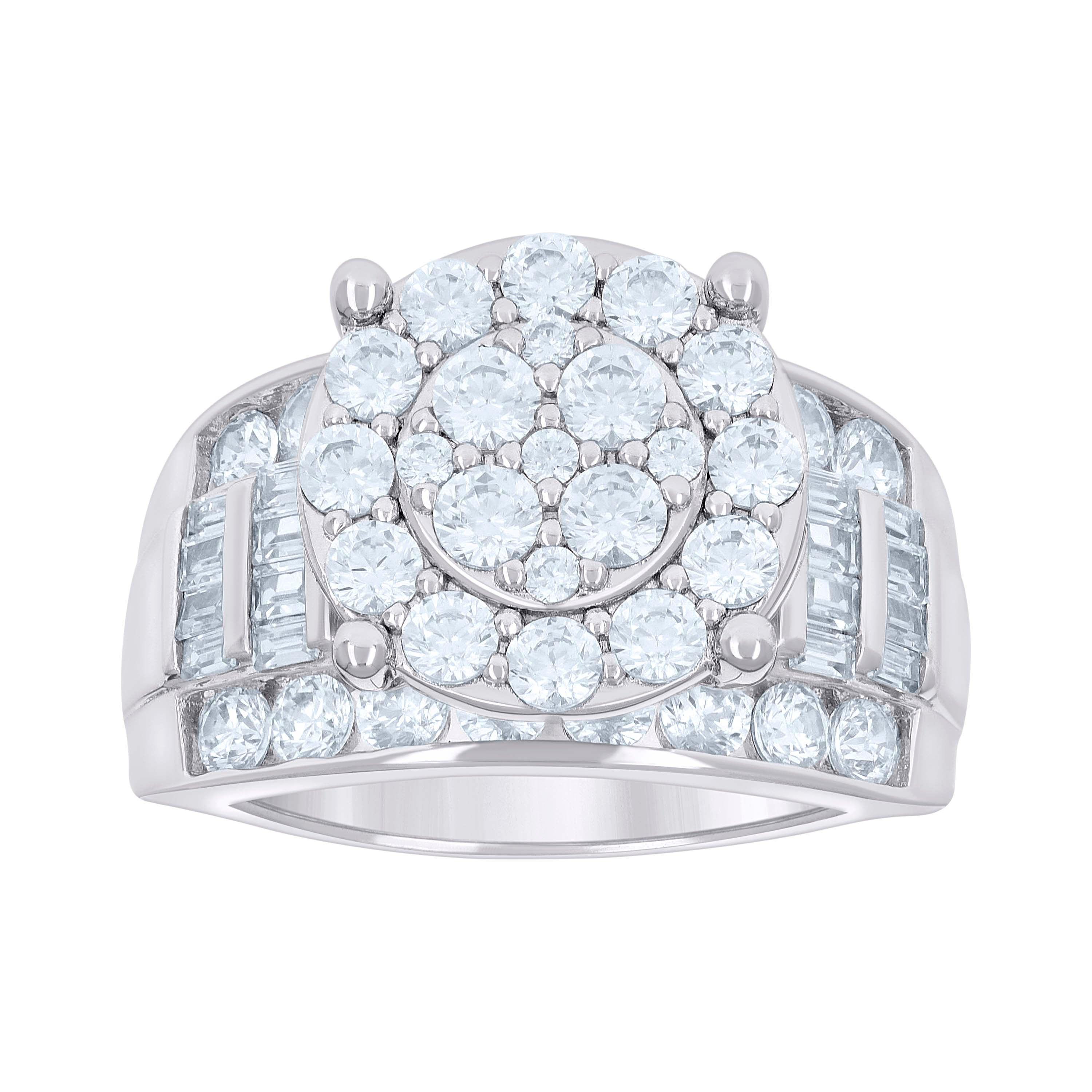 925 Sterling Silver Womens Baguette Round Cubic-Zirconia Fashion Ring Size 8 - SLV-135264