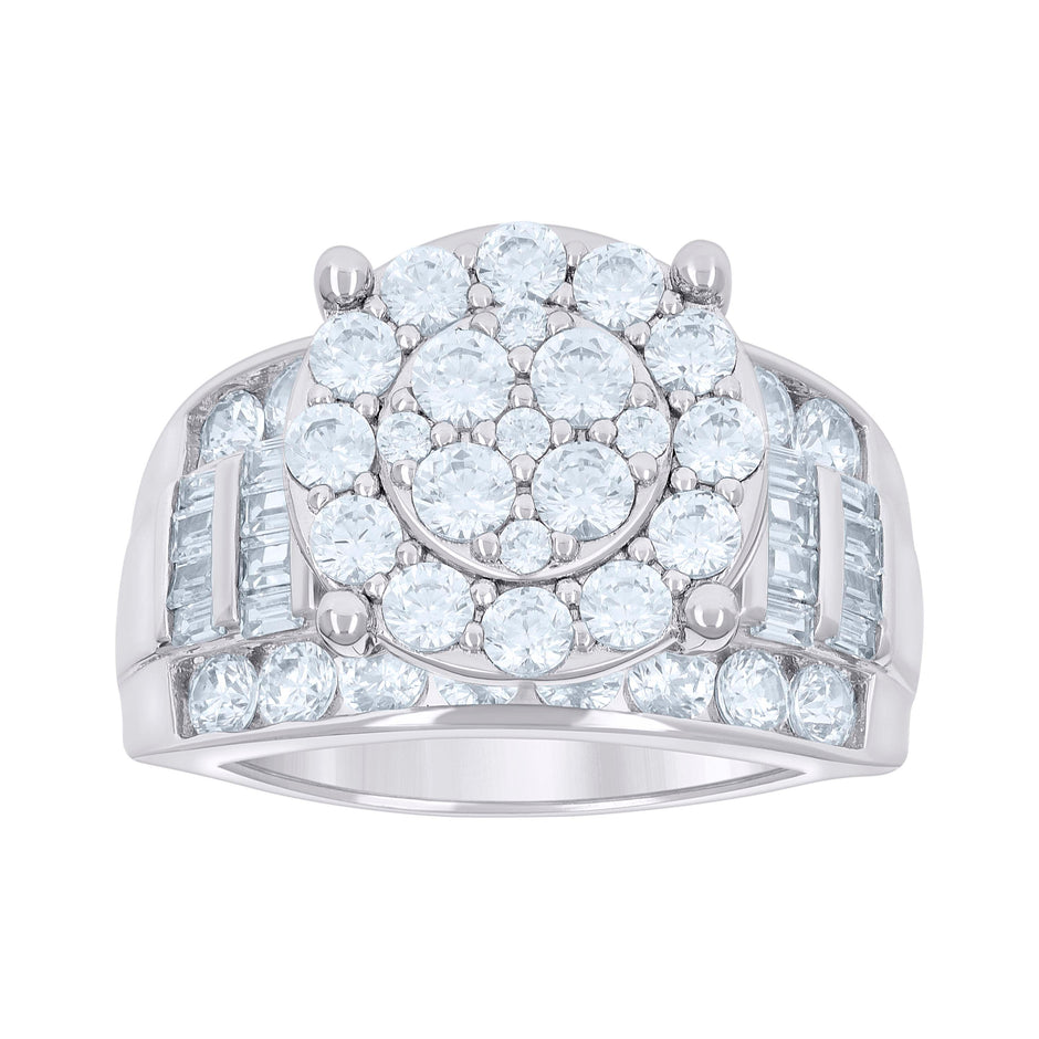925 Sterling Silver Womens Baguette Round Cubic-Zirconia Fashion Ring Size 8 - SLV-135264