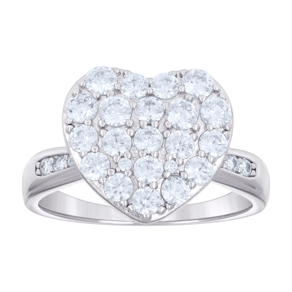925 Sterling Silver Womens Cubic-Zirconia Heart Engagement Ring Size 8 - SLV-135268