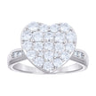 925 Sterling Silver Womens Cubic-Zirconia Heart Engagement Ring Size 9 - SLV-135269