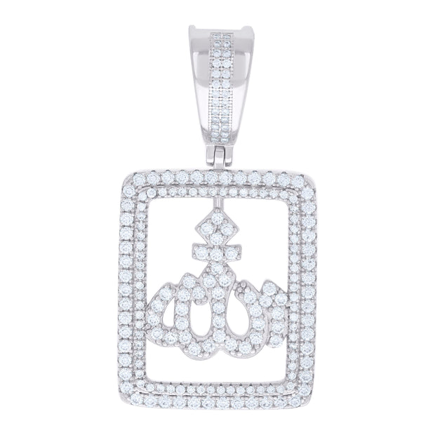 925 Sterling Silver Mens 1.58ct Moissanite ALLAH Symbol Religious Charm Pendant 