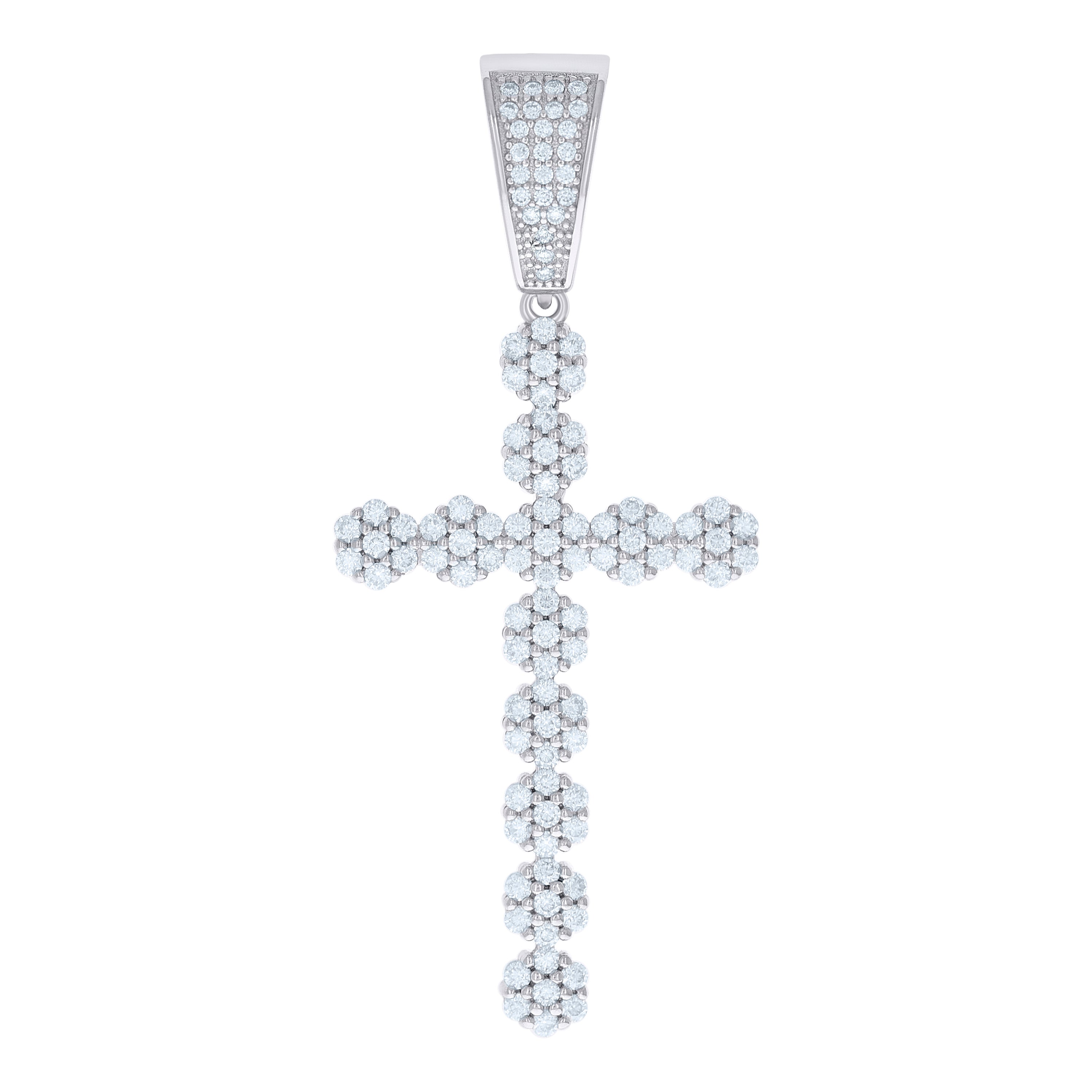 925 Sterling Silver Mens 1.68ct Moissanite Cross Religious Charm Pendant