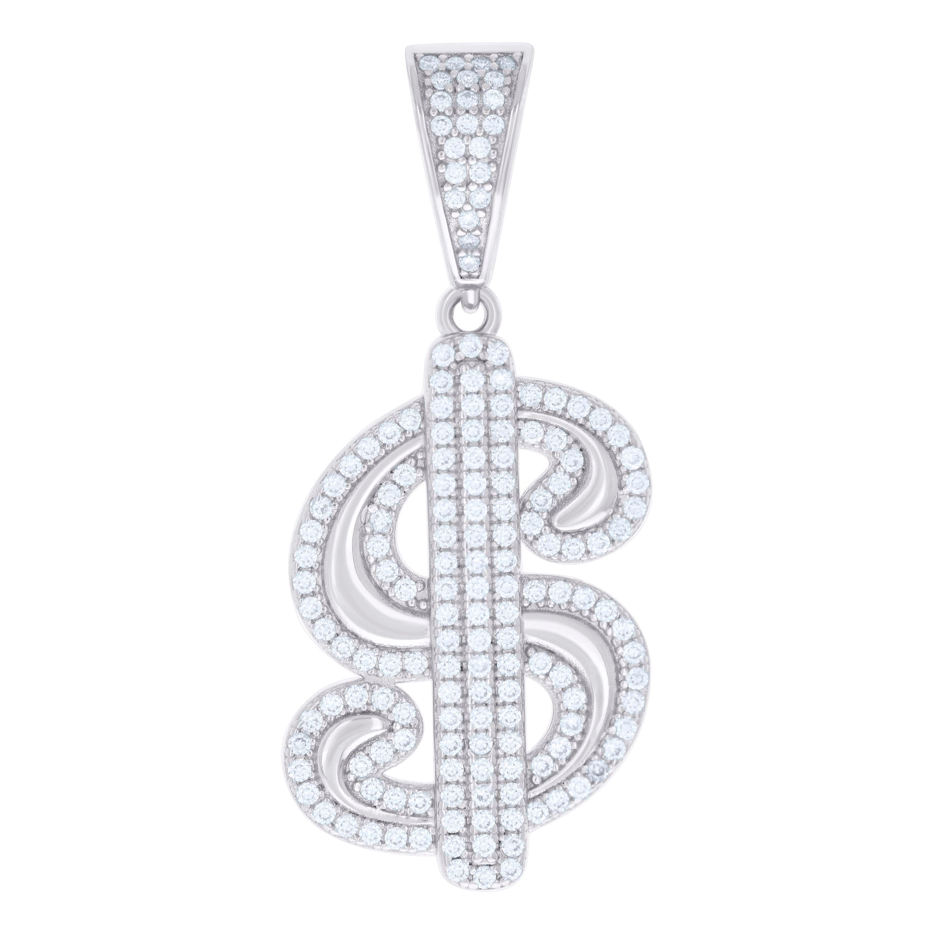 925 Sterling Silver Mens 1.38ct Moissanite Dollar Sign Currency Fashion Charm Pendant