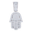 925 Sterling Silver Mens 1.19ct Moissanite Hamsa Symbol Religious Charm Pendant