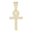 925 Sterling Silver Yellow-tone Mens 0.96ct Moissanite Egyptian Ankh Cross Religious Charm Pendant 