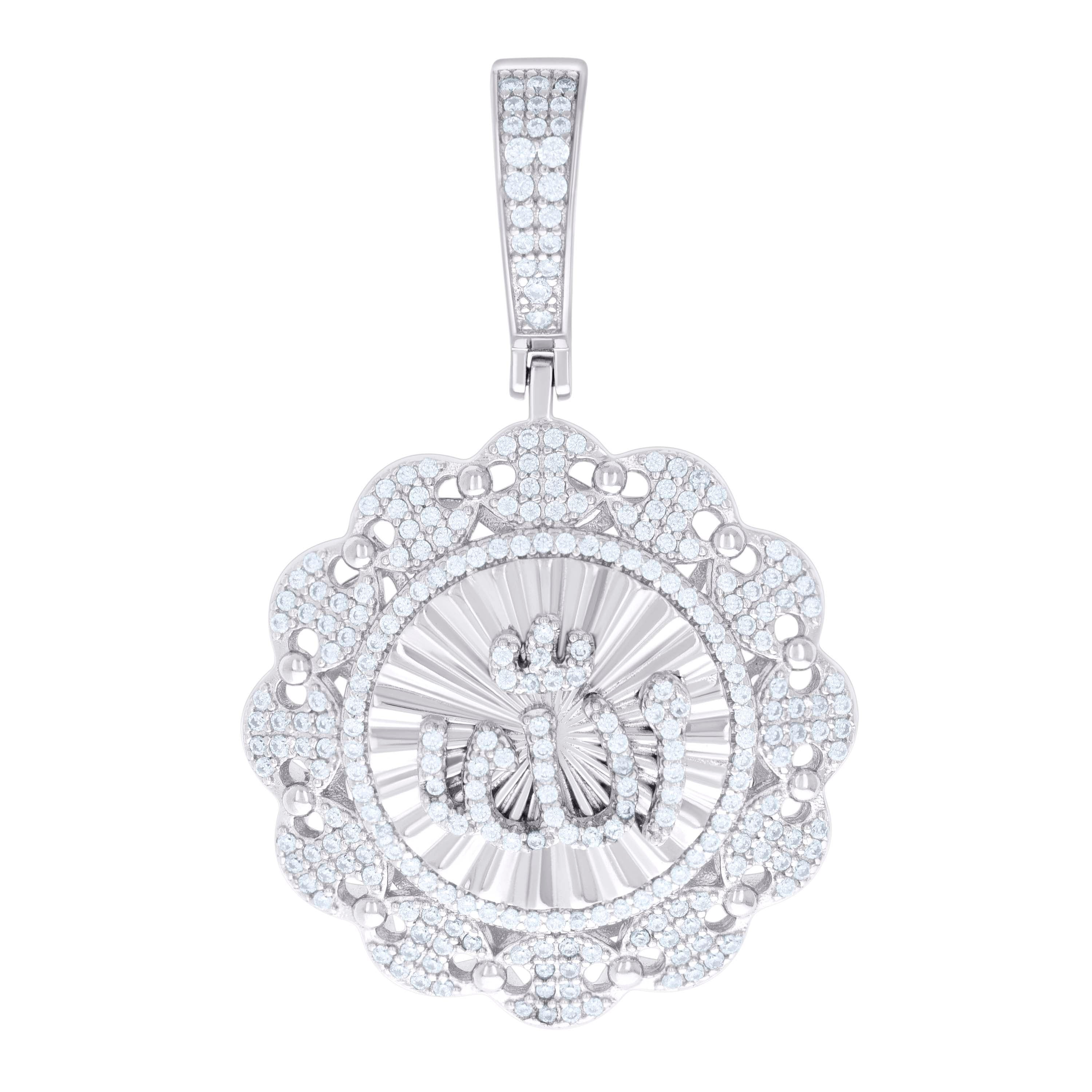 925 Sterling Silver Mens 1.46ct Moissanite ALLAH Symbol Religious Charm Pendant
