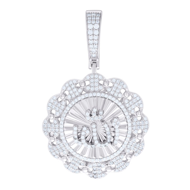 925 Sterling Silver Mens 1.46ct Moissanite ALLAH Symbol Religious Charm Pendant