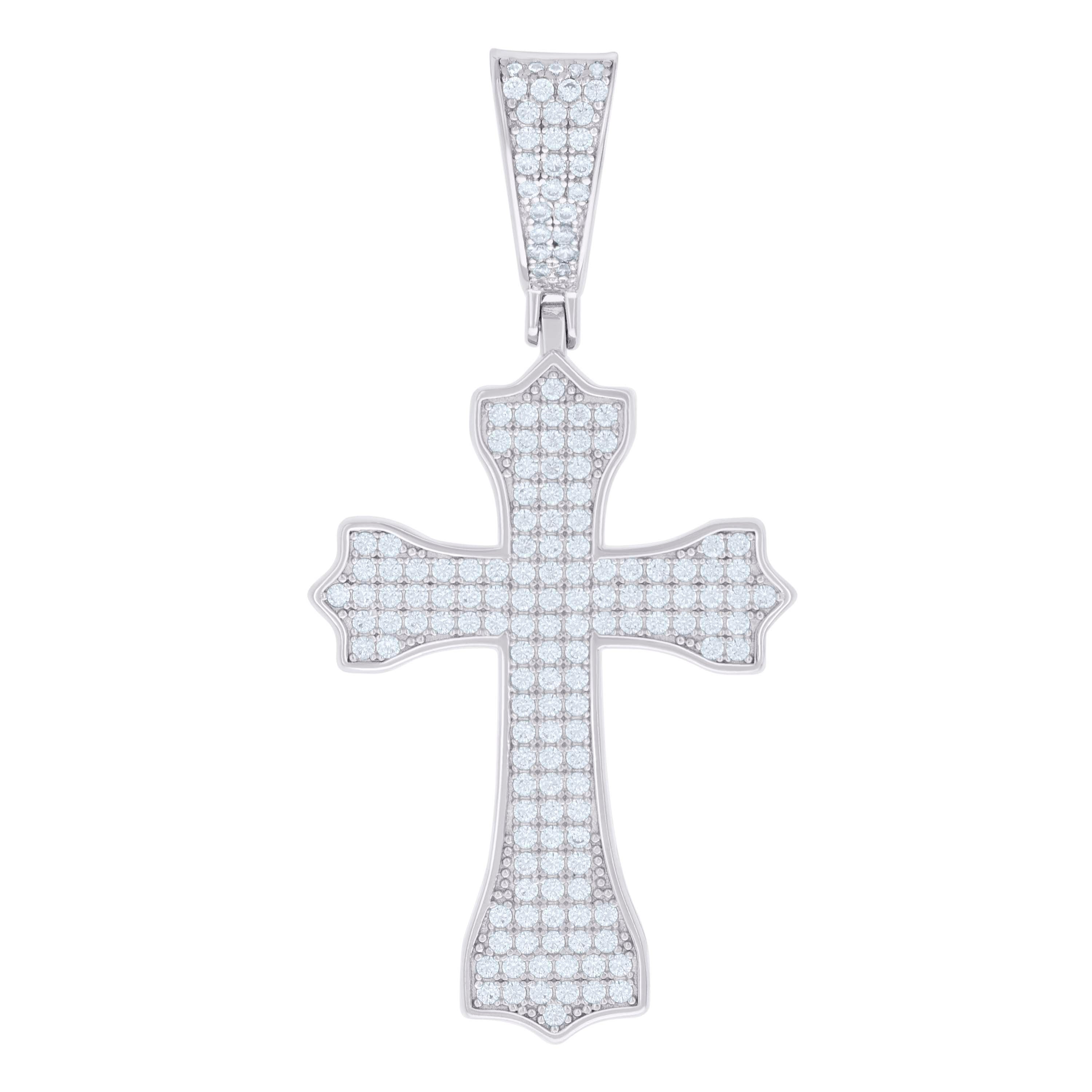 925 Sterling Silver Mens 1.31ct Moissanite Cross Religious Charm Pendant