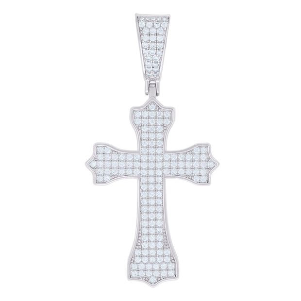 925 Sterling Silver Mens 1.31ct Moissanite Cross Religious Charm Pendant