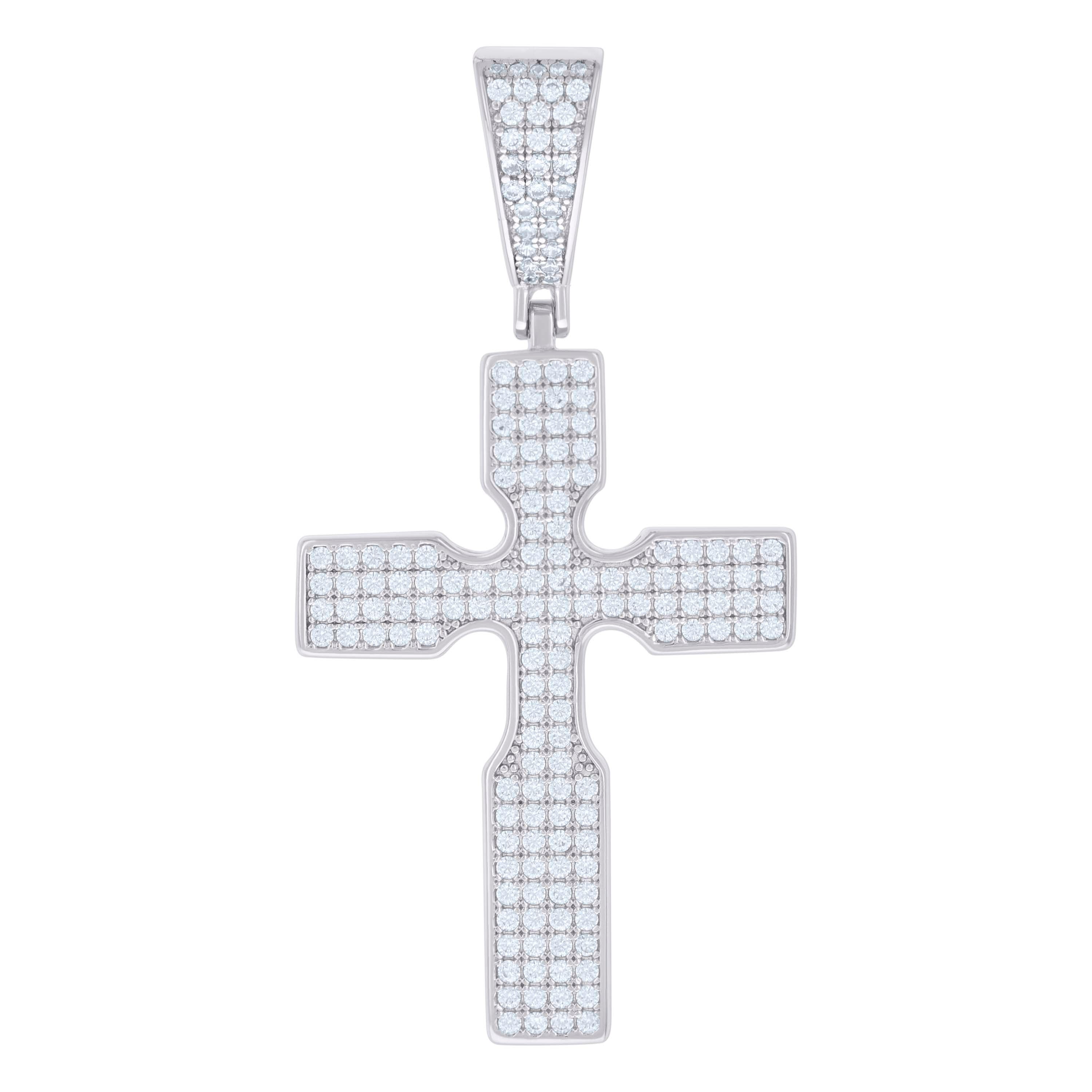 925 Sterling Silver Mens 1.34ct Moissanite Cross Religious Charm Pendant