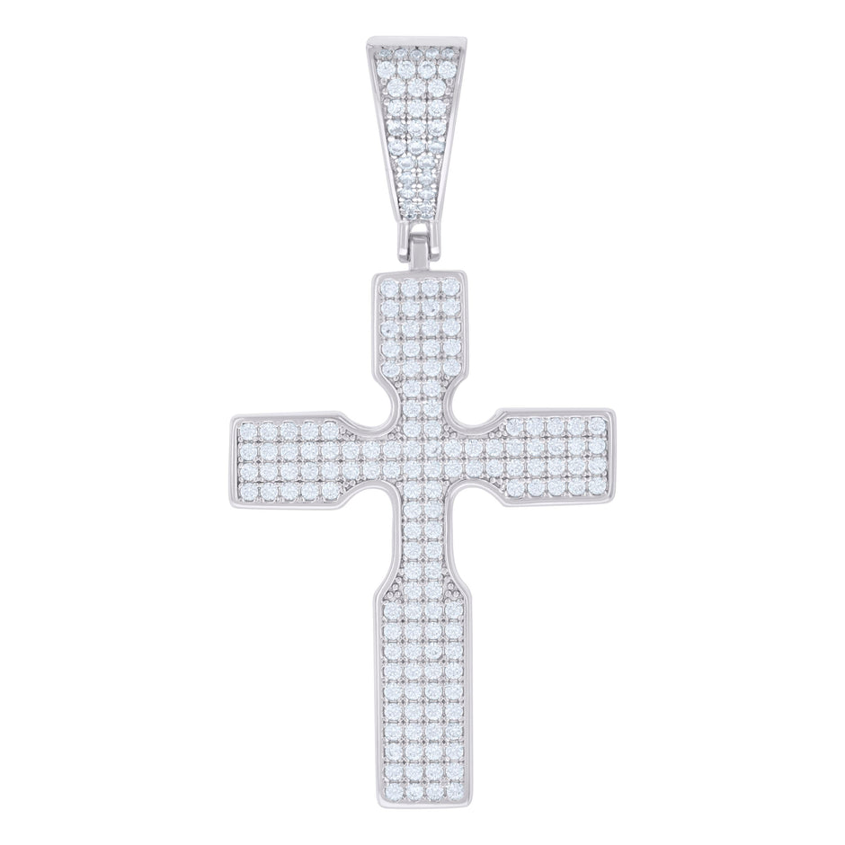 925 Sterling Silver Mens 1.34ct Moissanite Cross Religious Charm Pendant