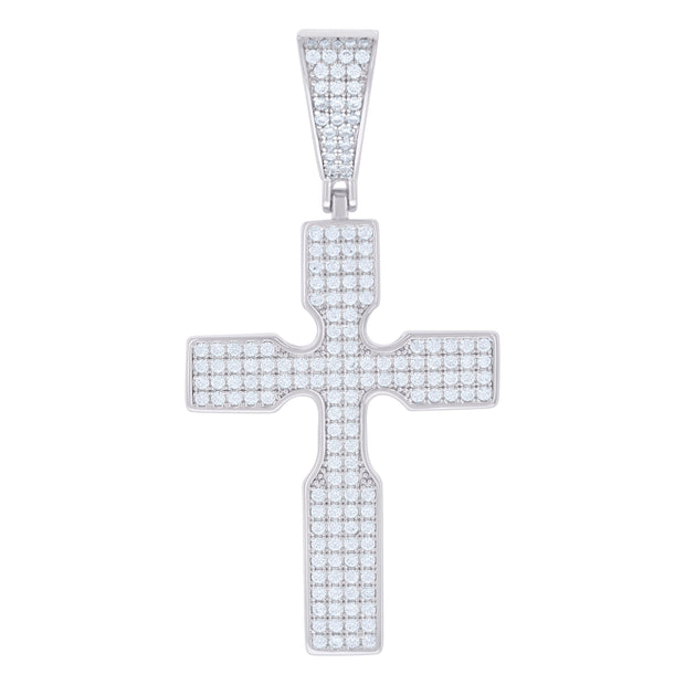 925 Sterling Silver Mens 1.34ct Moissanite Cross Religious Charm Pendant