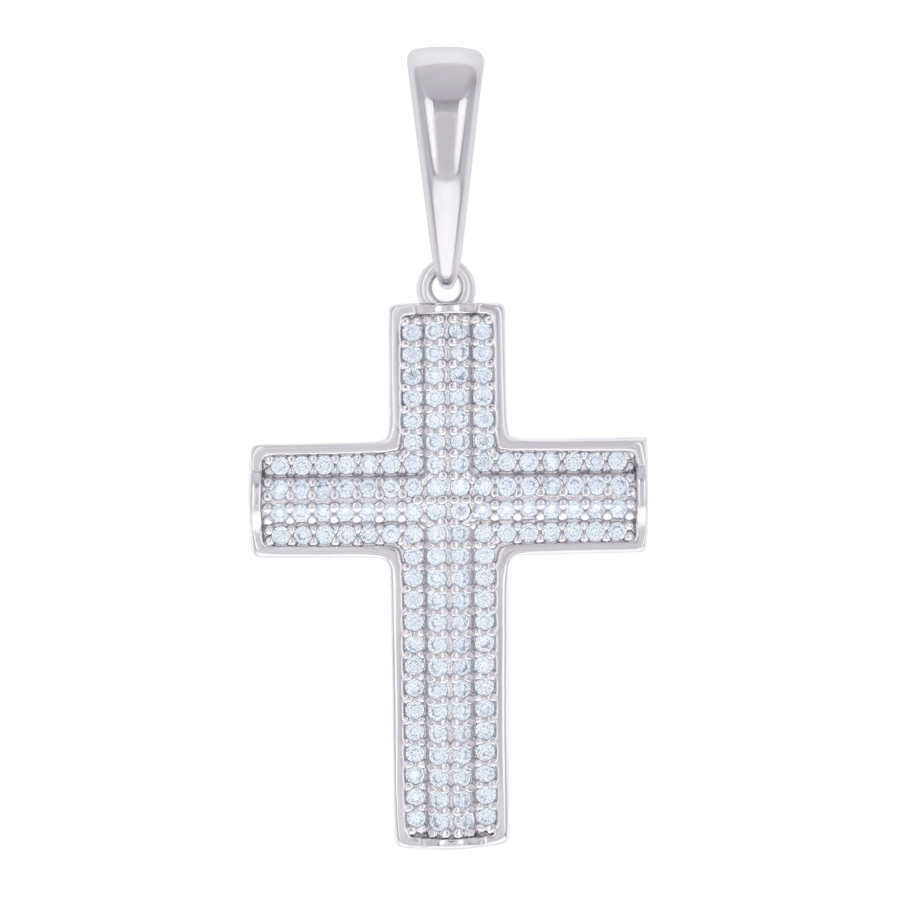 925 Sterling Silver Mens 0.74ct Moissanite Cross Religious Charm Pendant