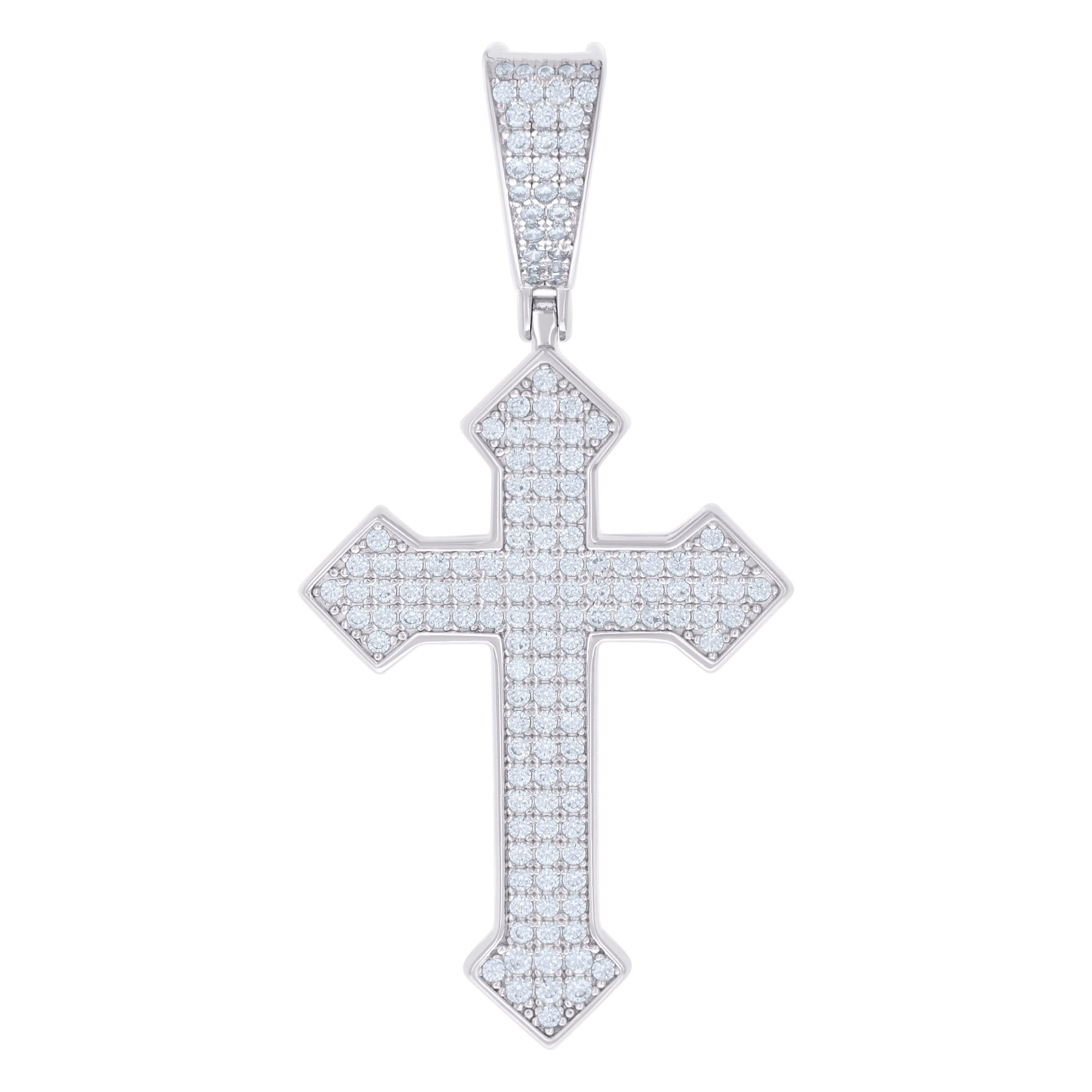925 Sterling Silver Mens 1.22ct Moissanite Cross Religious Charm Pendant