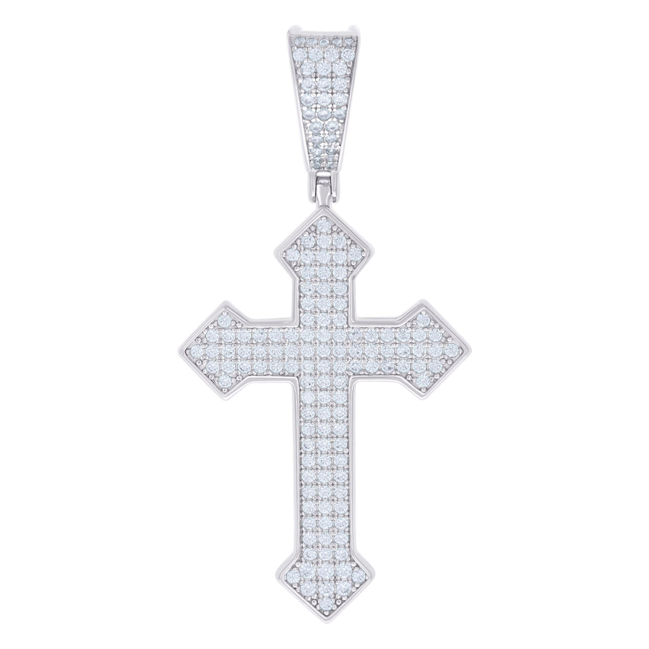 925 Sterling Silver Mens 1.22ct Moissanite Cross Religious Charm Pendant