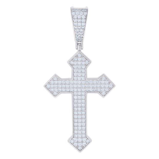 925 Sterling Silver Mens 1.22ct Moissanite Cross Religious Charm Pendant