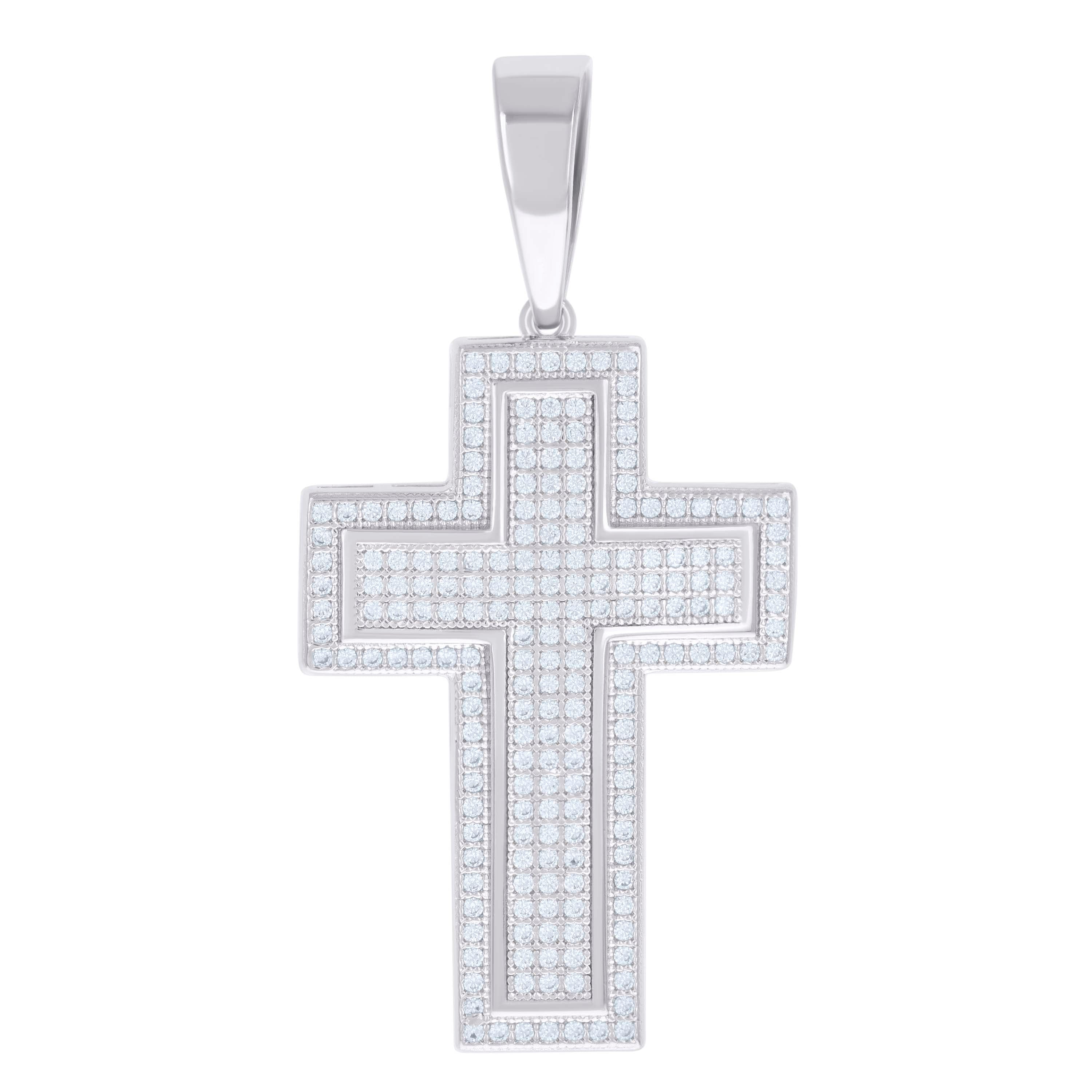 925 Sterling Silver Mens 1.04ct Moissanite Cross Religious Charm Pendant