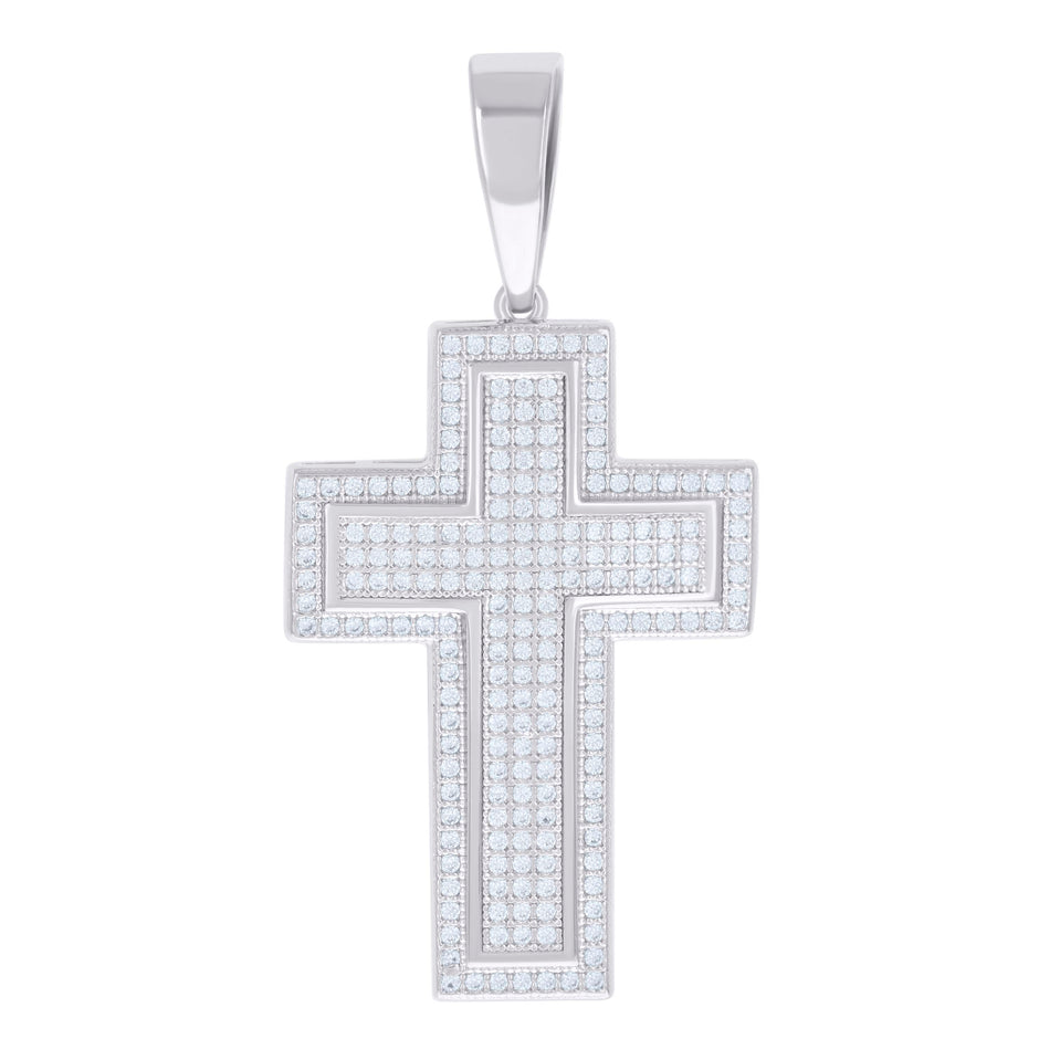 925 Sterling Silver Mens 1.04ct Moissanite Cross Religious Charm Pendant
