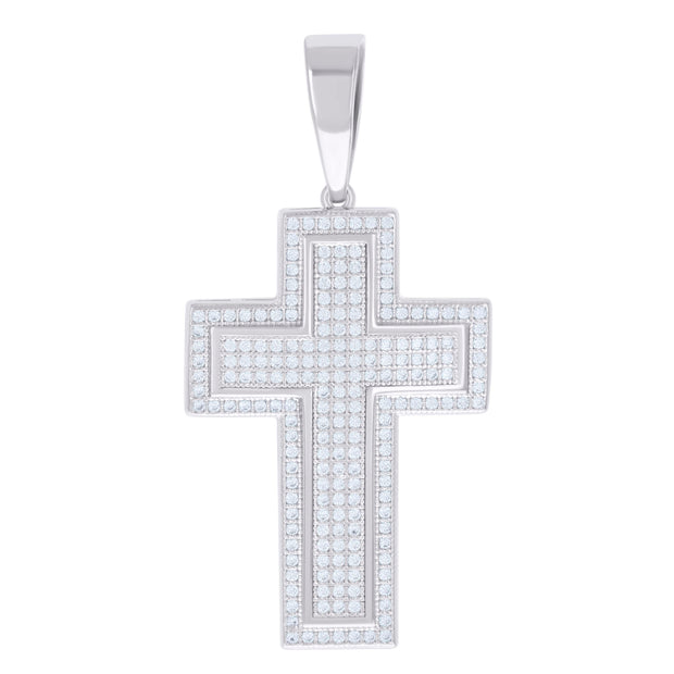 925 Sterling Silver Mens 1.04ct Moissanite Cross Religious Charm Pendant