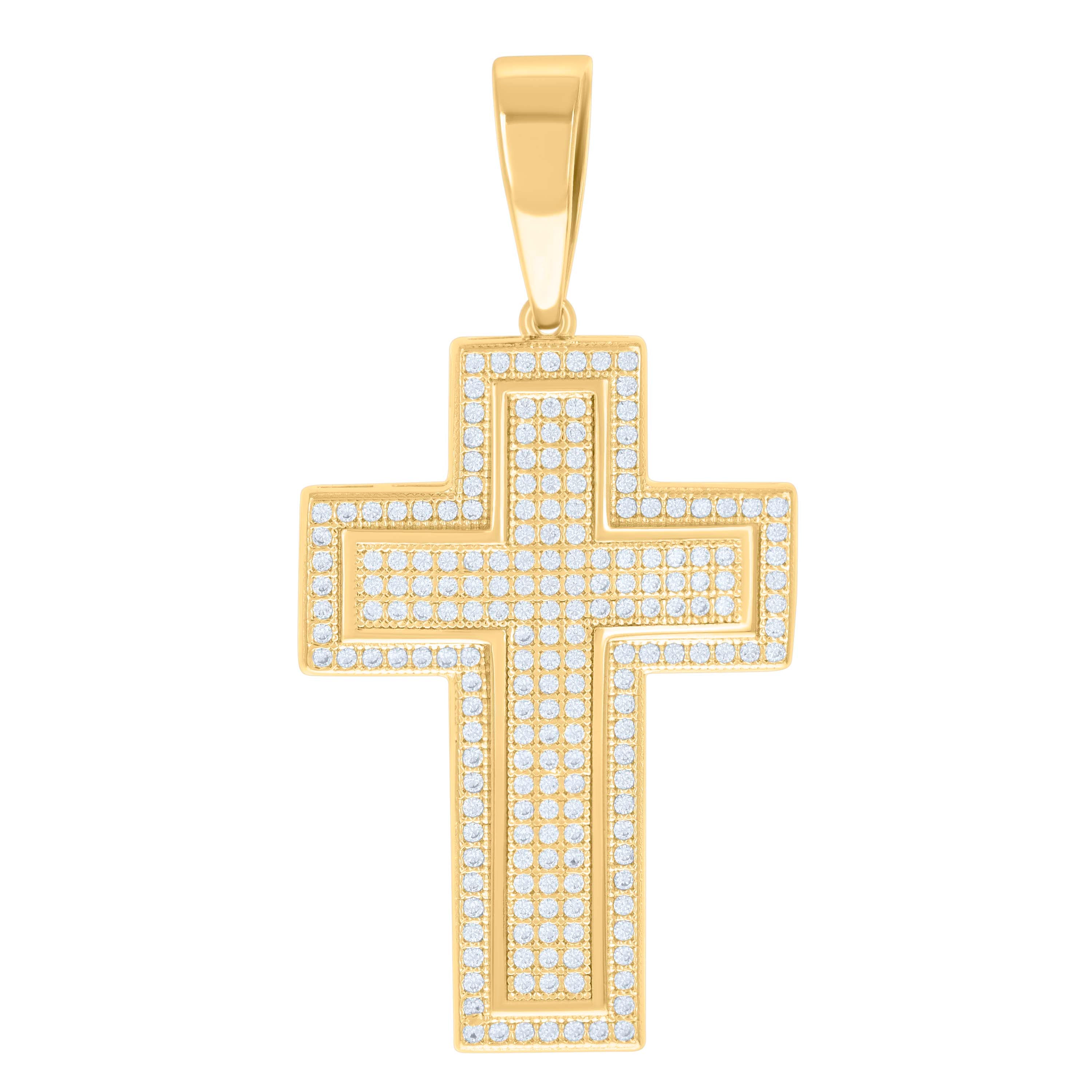 925 Sterling Silver Yellow-tone Mens 1.04ct Moissanite Cross Religious Charm Pendant