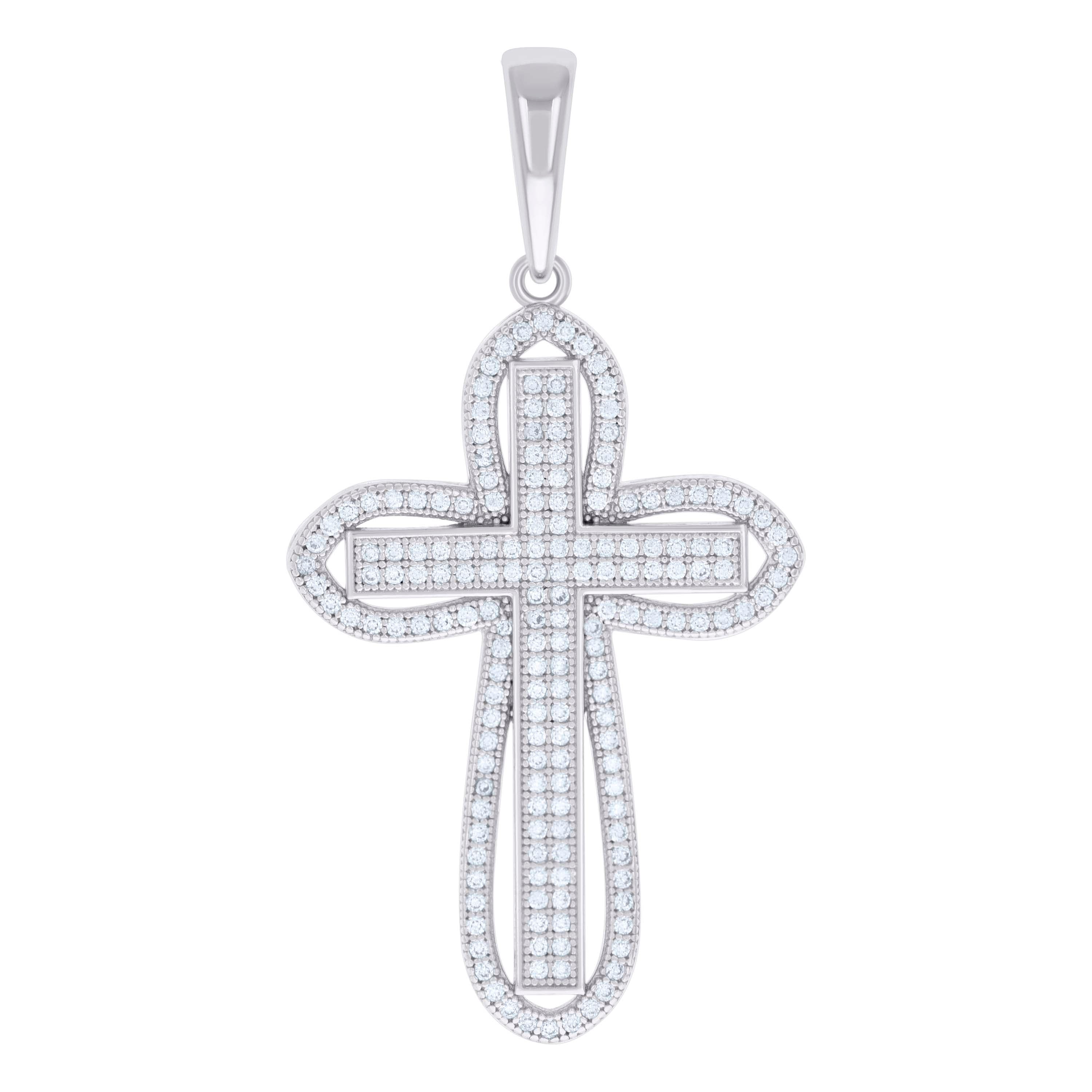 925 Sterling Silver Mens 1.09ct Moissanite Cross Religious Charm Pendant