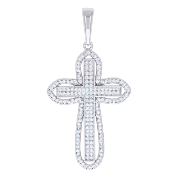 925 Sterling Silver Mens 1.09ct Moissanite Cross Religious Charm Pendant