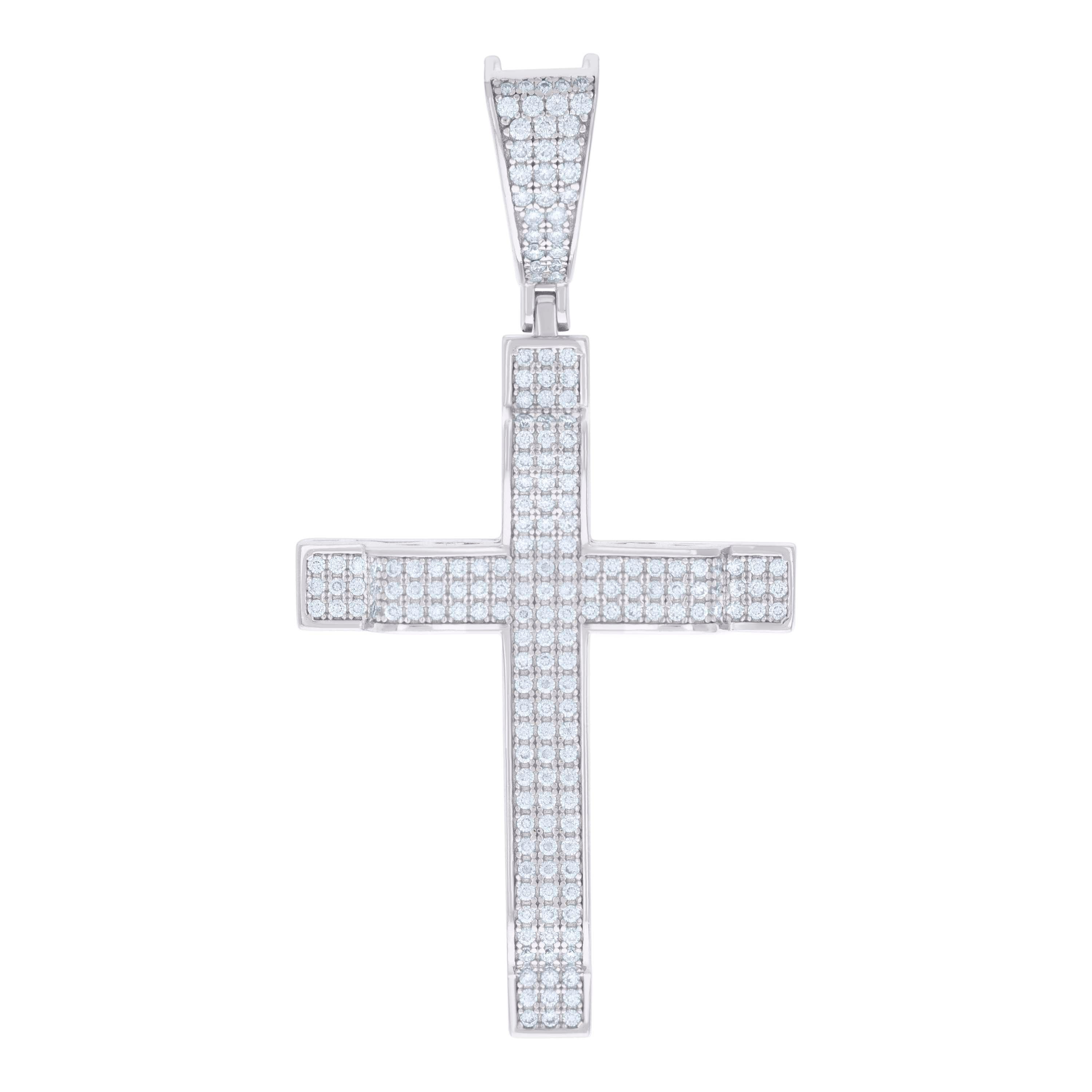 925 Sterling Silver Mens 1.03ct Moissanite Cross Religious Charm Pendant 
