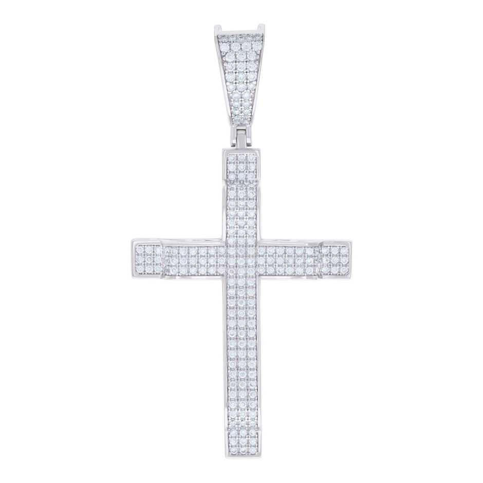 925 Sterling Silver Mens 1.03ct Moissanite Cross Religious Charm Pendant 