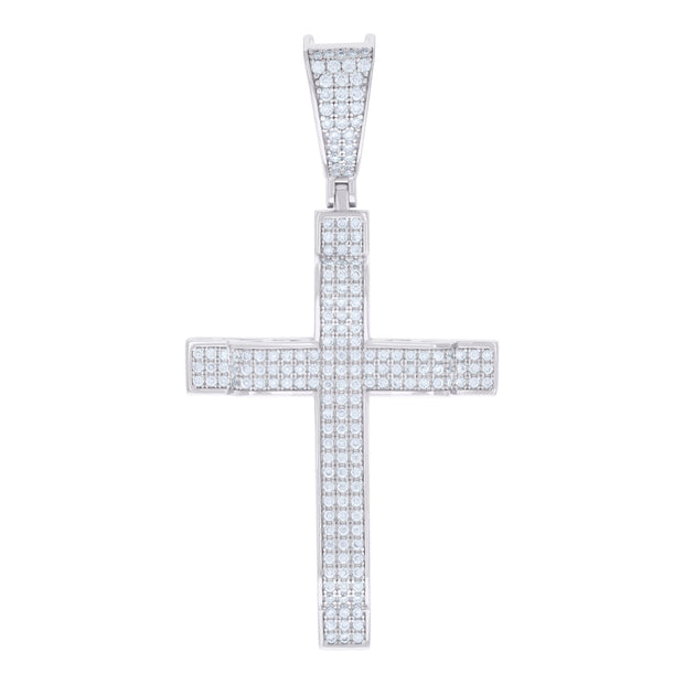 925 Sterling Silver Mens 1.03ct Moissanite Cross Religious Charm Pendant 