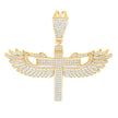 925 Sterling Silver Yellow-tone Mens 1.74ct Moissanite Flying Cross Religious Charm Pendant 