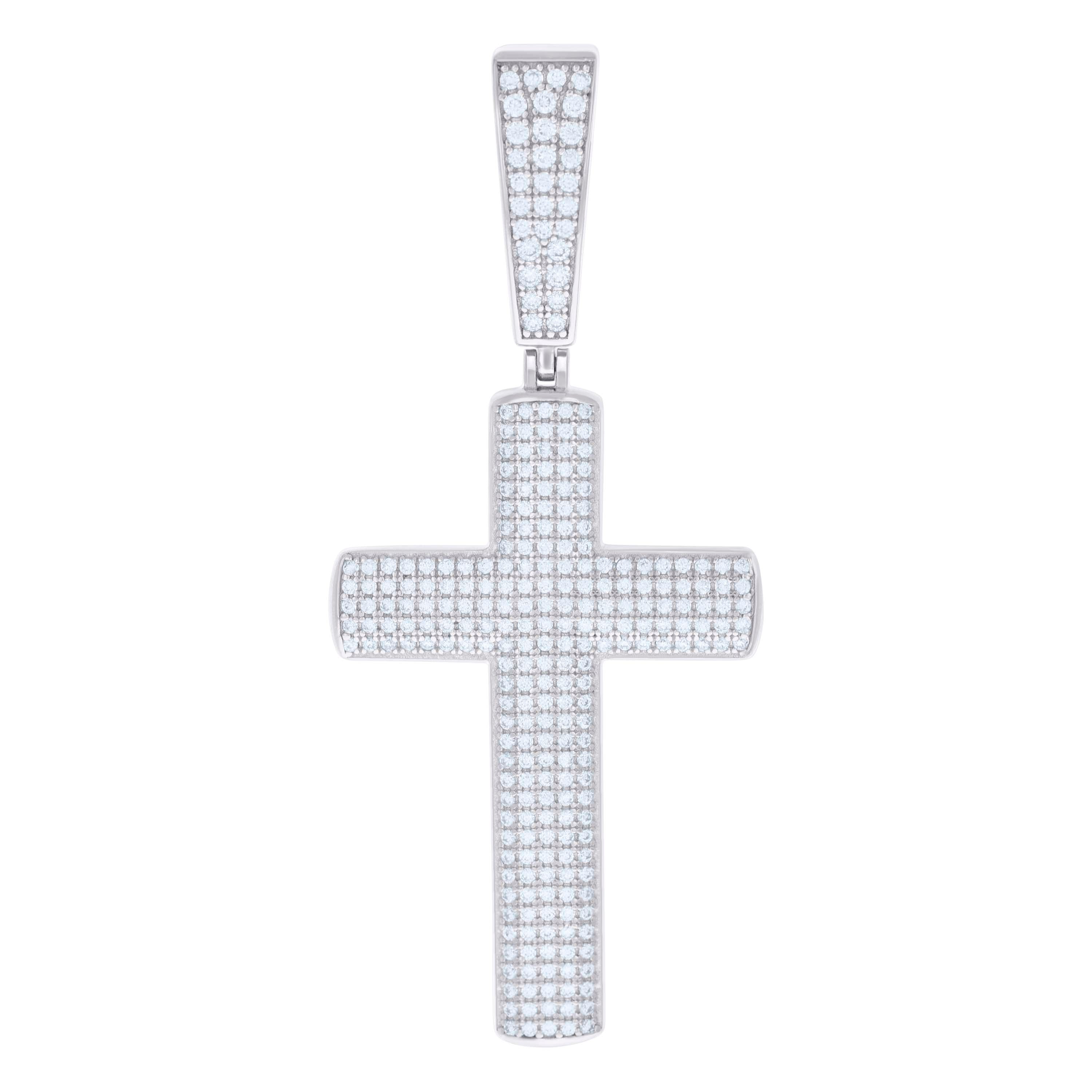 925 Sterling Silver Mens 1.26ct Moissanite Cross Religious Charm Pendant